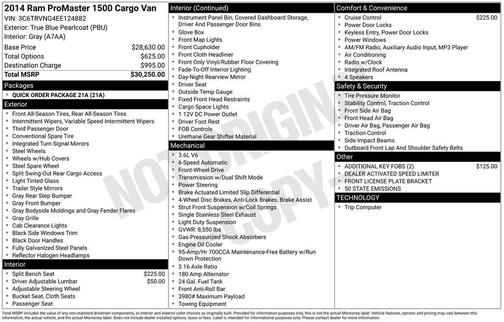 2014 RAM ProMaster 1500 Tradesman