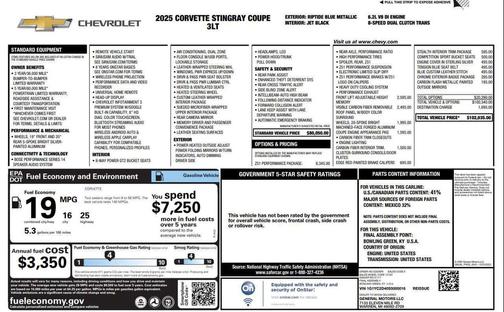 2025 Chevrolet Corvette Stingray w/3LT