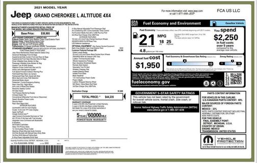 Baltic Gray Metallic Clearcoat 2021 Jeep Grand Cherokee L Altitude