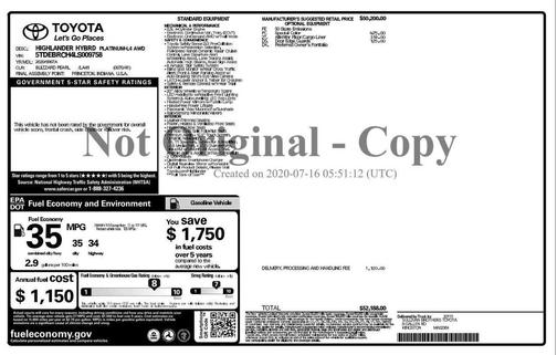 2020 Toyota Highlander Hybrid Platinum