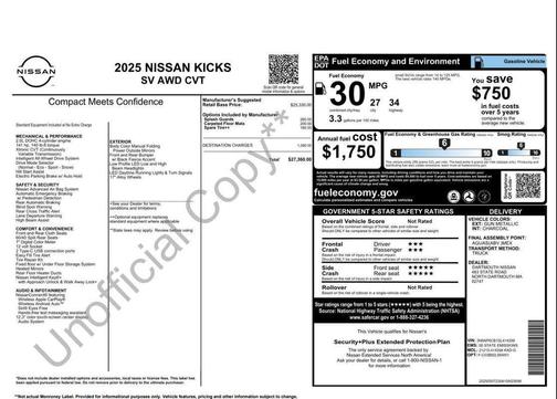 Gun Metallic 2025 Nissan Kicks SV