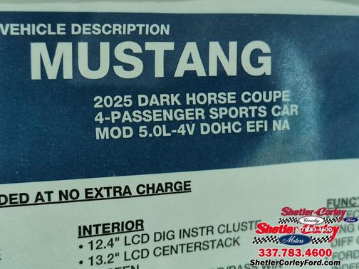 Vapor Blue Metallic 2025 Ford Mustang Dark Horse Fastback