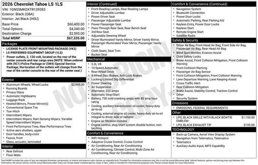 2026 Chevrolet Tahoe LS