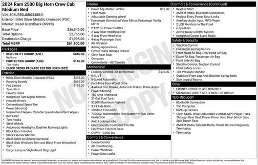 2024 RAM 2500 Big Horn Crew Cab 4x4 6'4' Box