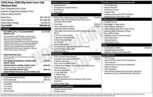 2026 RAM 2500 Big Horn Crew Cab 4x4 6'4' Box
