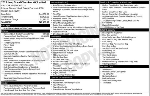 Diamond Black Crystal Pearlcoat 2022 Jeep Grand Cherokee Limited