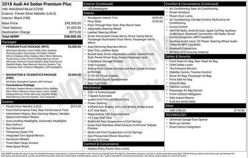2018 Audi A4 2.0T Premium Plus
