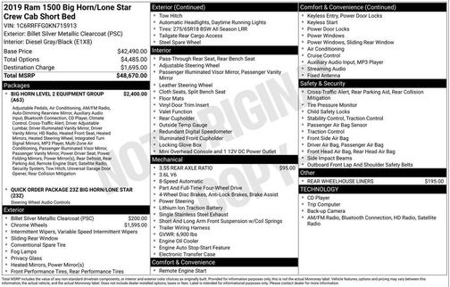 Billet Silver Metallic Clearcoat 2019 RAM 1500 Big Horn