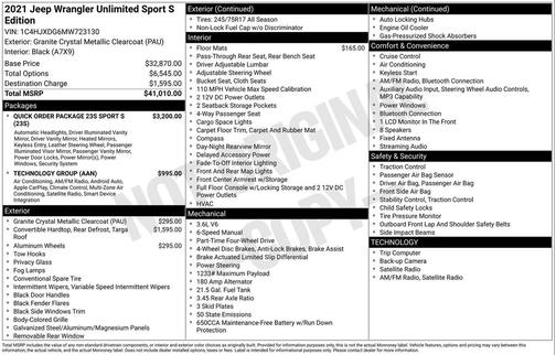 2021 Jeep Wrangler Unlimited Sport