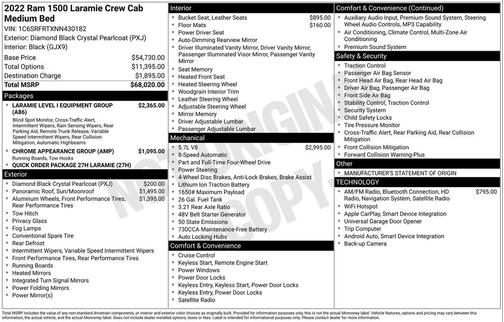 Diamond Black Crystal Pearlcoat 2022 RAM 1500 Laramie