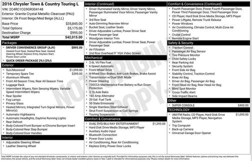 2016 Chrysler Town & Country Touring-L