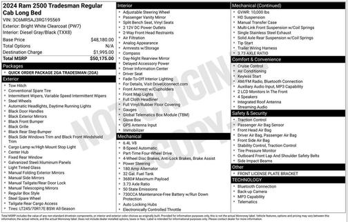 2024 RAM 2500 Tradesman Regular Cab 4x4 8' Box