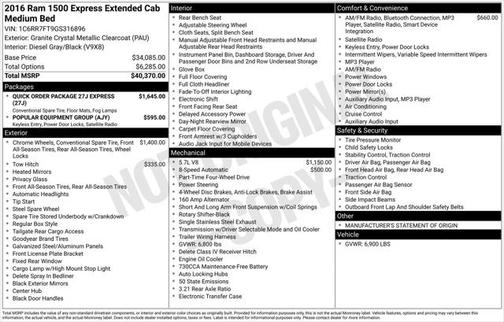 2016 RAM 1500 Tradesman/Express