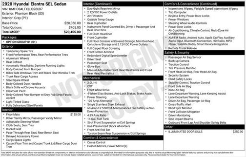 2020 Hyundai ELANTRA SEL