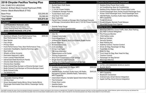 2018 Chrysler Pacifica Touring Plus