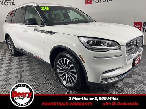 Pristine White Metallic Tri-Coat 2020 Lincoln Aviator Reserve AWD