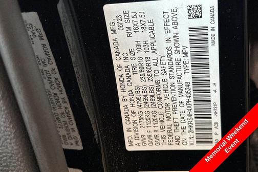 Crystal Black Pearl 2023 Honda CR-V EX