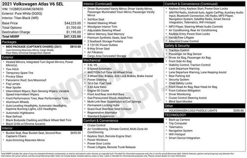 2021 Volkswagen Atlas 3.6L SEL