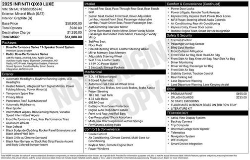 Mineral Black 2025 INFINITI QX60 Luxe