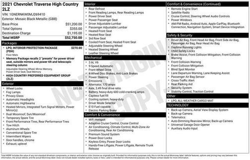 Mosaic Black Metallic 2021 Chevrolet Traverse High Country