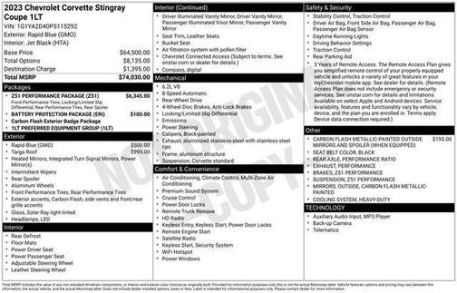 2023 Chevrolet Corvette Stingray w/1LT