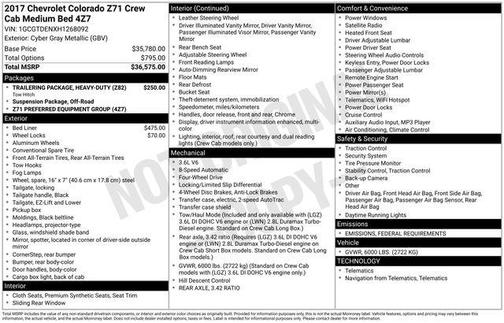 2017 Chevrolet Colorado Z71