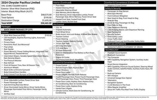 Silver Mist Clearcoat 2024 Chrysler Pacifica Limited