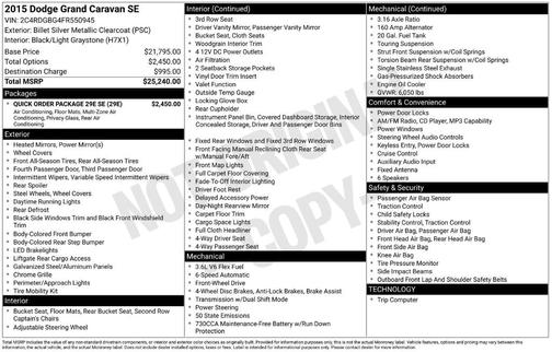 2015 Dodge Grand Caravan AVP/SE