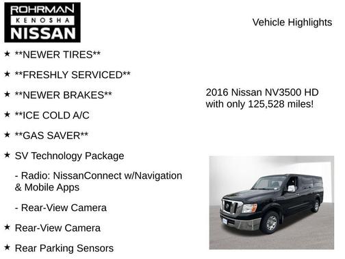 Black 2016 Nissan NV Passenger NV3500 HD SV V6/SV V8