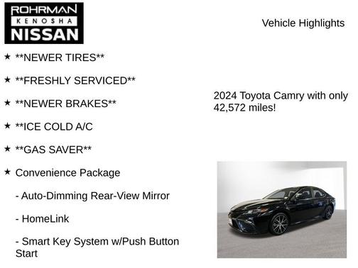 Midnight Black Metallic 2024 Toyota Camry SE