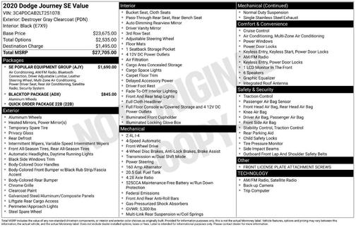 2020 Dodge Journey SE Value