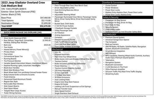 Silver Zynith Clearcoat 2023 Jeep Gladiator Overland
