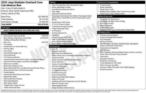 Silver Zynith Clearcoat 2023 Jeep Gladiator Overland