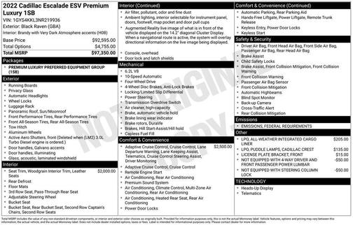2022 Cadillac Escalade ESV Premium Luxury