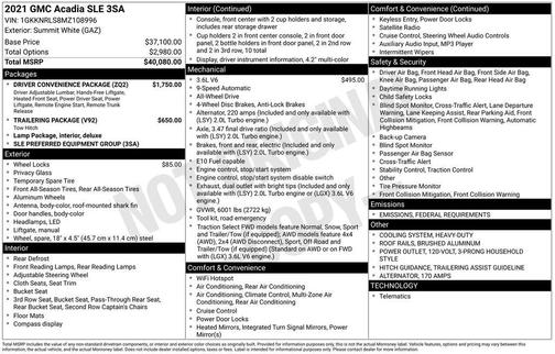 2021 GMC Acadia SLE