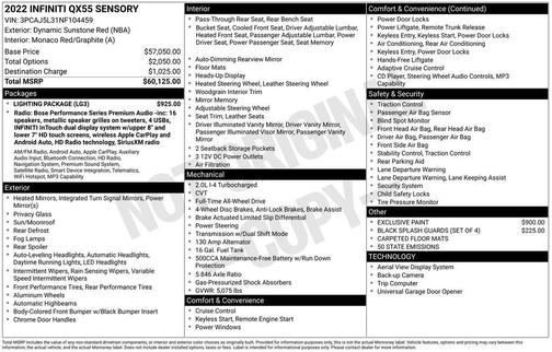 2022 INFINITI QX55 SENSORY