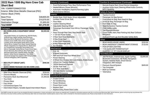 2022 RAM 1500 Big Horn/Lone Star