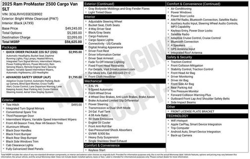 Bright White Clearcoat 2025 RAM ProMaster 2500 Base