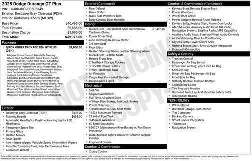 Destroyer Gray Clearcoat 2025 Dodge Durango GT Plus