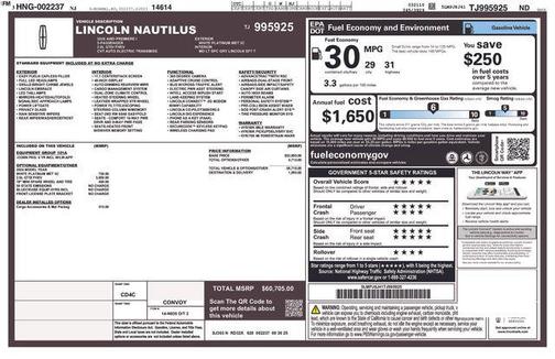 WHITE PLATINUM MET 3C 2026 Lincoln Nautilus Premiere
