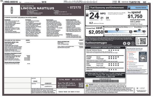 Infinite Black Metallic Clearcoat 2026 Lincoln Nautilus Premiere
