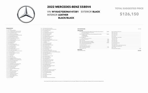 2022 Mercedes-Benz S-Class S 580 4MATIC