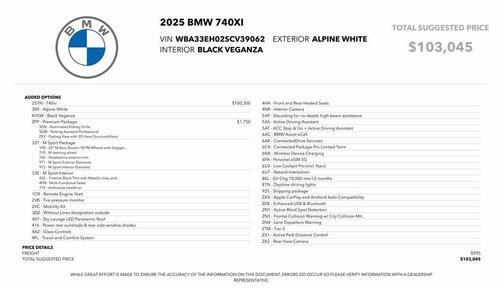 2025 BMW 740 xDrive