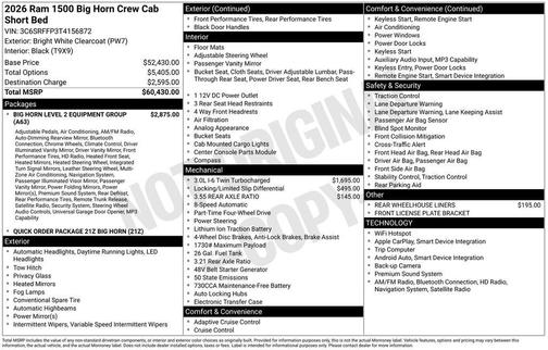 2026 RAM 1500 Big Horn/Lone Star