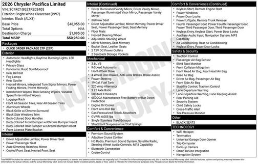 2026 Chrysler Pacifica Limited