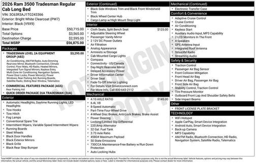 2026 RAM 3500 Tradesman Regular Cab 4x4 8' Box