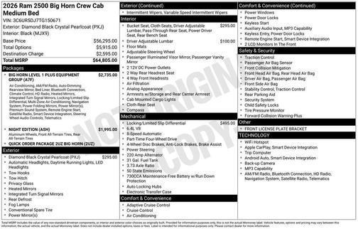 2026 RAM 2500 Big Horn