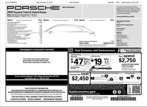 2025 Porsche Cayenne Cayenne Turbo E-Hybrid
