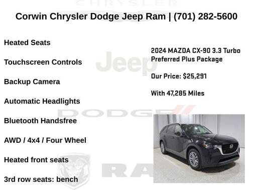 Jet Black Mica 2024 Mazda CX-90 3.3 Turbo Preferred Plus
