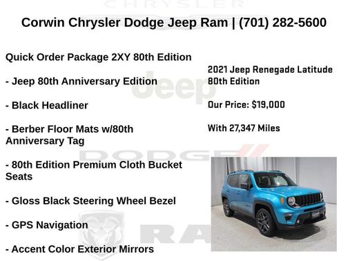 Bikini Metallic Clearcoat 2021 Jeep Renegade Latitude